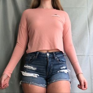 hollister long sleeve pink crop top